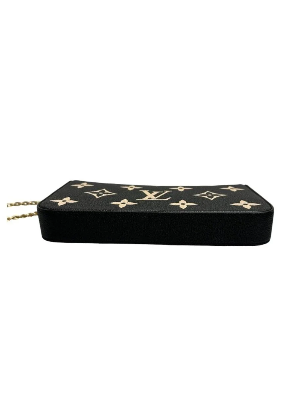 Louis Vuitton Monogram Empreinte Felicie Black Beige Gold Leather Shoulder